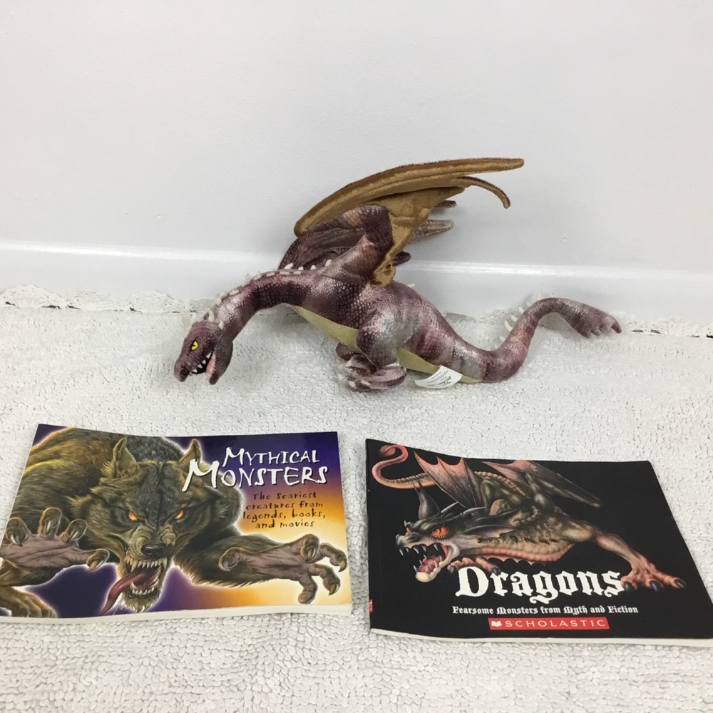 HARRY POTTER Horntail Dragon & 2 Books on Dragons and Mythical Monsters